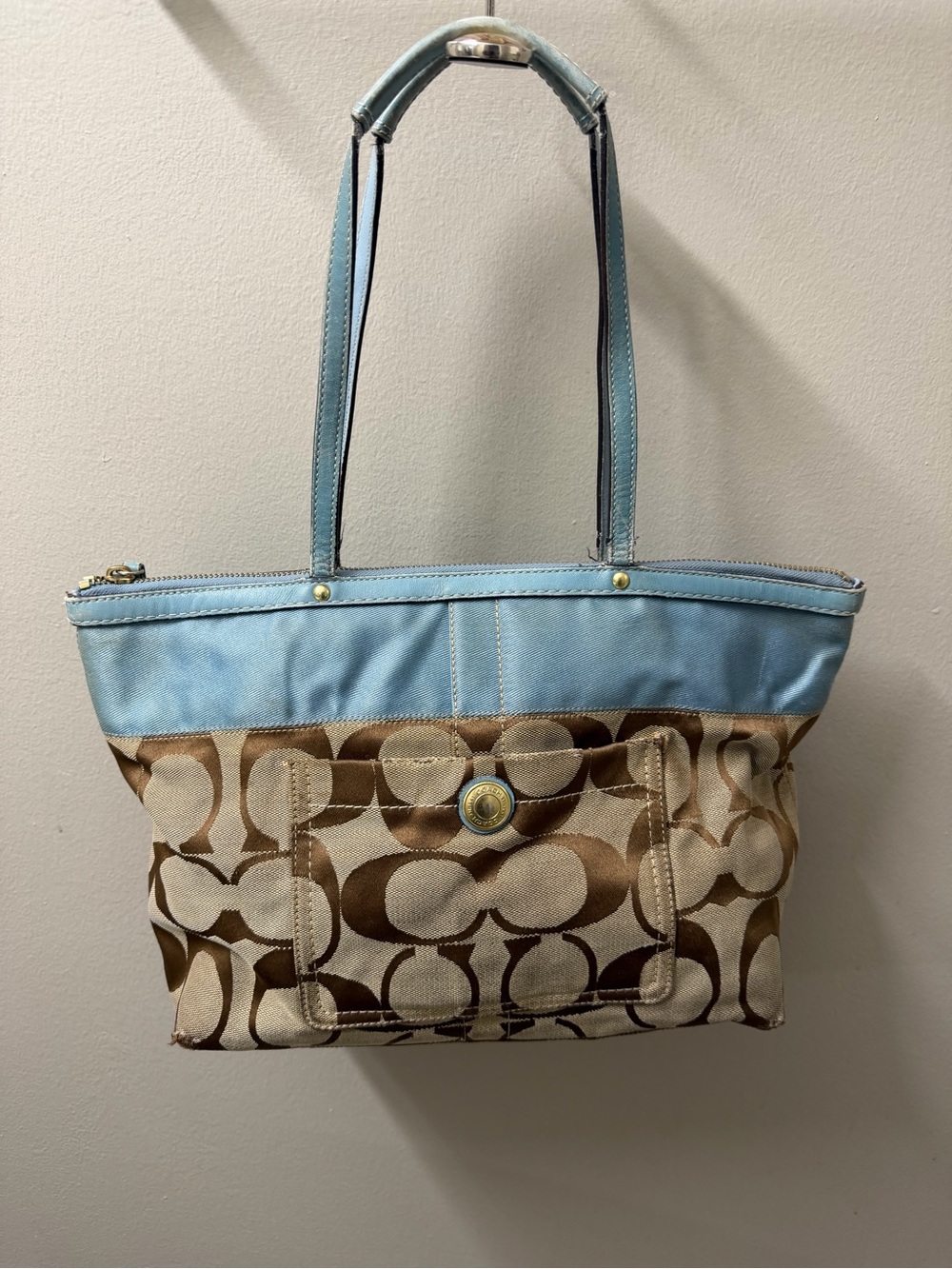 Vintage Jean & Khaki Coach Tote